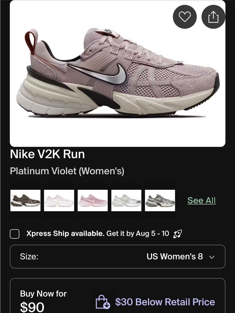 Nike V2K Run Sneakers ! Pink and Beige Chunky Nike's in Platinum Violet Colorway - Picture 6 of 6